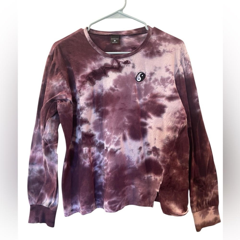 Empyre Pink White Tie Dye Yin Yang Long Sleeve Shirt Size: Large